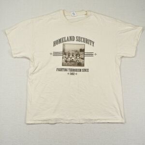 Homeland Security Fighting Terrorism T-Shirt Native American Design Y2K VTG XL